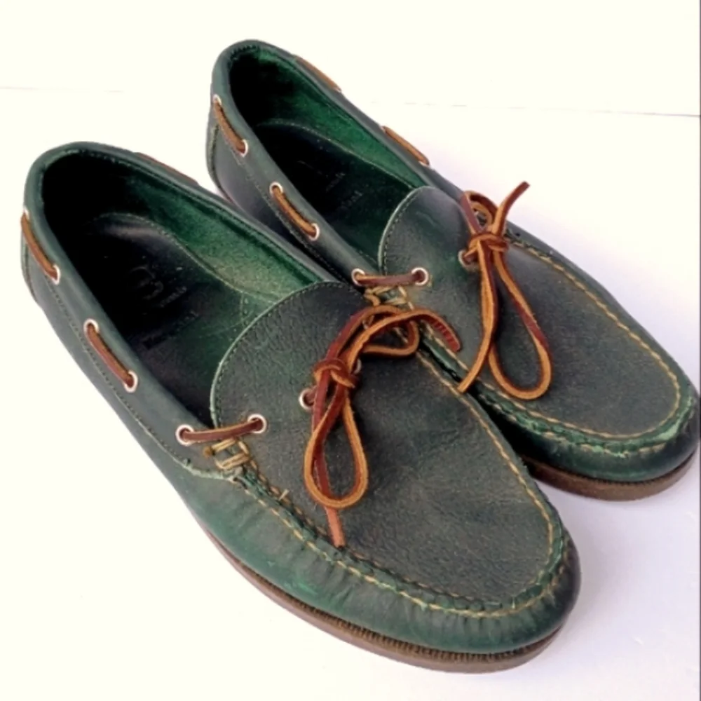Allen Edmonds Green Northland Classic Green Leather Boat Shoes